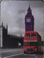 Wandbord – London – Engeland – Big Ben - Westminster - Vintage - Retro -  Wanddecoratie – Reclame bord – Restaurant – Kroeg - Bar – Cafe - Horeca – Metal Sign - 30x40cm