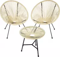 tectake -  Set van 2 stoelen Gabriella met tafel beige - 403310