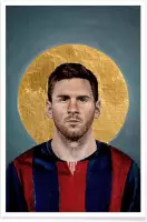 JUNIQE - Poster Football Icon - Lionel Messi -20x30 /Blauw & Geel