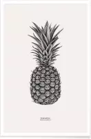 JUNIQE - Poster Pineapple -40x60 /Grijs & Ivoor