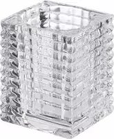Bolsius clear cups kaarsen / waxinelichthouder glas ribbed 76/58/58