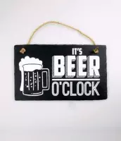 Stoneslogan - Spreuktegel - It's Beer o'clock - In cadeauverpakking met gekleurd lint