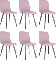 Eetkamerstoelen 6 st fluweel roze