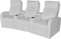 3-zits Fauteuil  met Armsteun en bekerhouder Wit / Driezits Bioscoop stoelen /Loungestoel / Lounge stoel / Relax stoel / Chill stoel / Lounge Bankje / Lounge Fauteuil - Luxe Fauteu