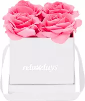 Relaxdays flowerbox 4 rozen  - rozenbox valentijn - giftbox - kunstbloemen - decoratie - roze