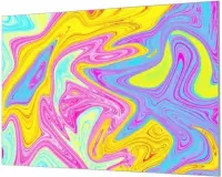 Wandpaneel Abstracte kleuren geel paars  | 180 x 120  CM | Zwart frame | Akoestisch (50mm)