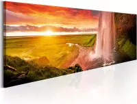 Schilderijen Op Canvas - Schilderij - Seljalandsfoss Waterfall 120x40 - Artgeist Schilderij