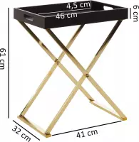 Medina Portales Bijzettafel - Tafel Met Dienblad - Los Dienblad - Salontafel - Zwart - Goud/Koper