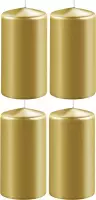 4x Metallic gouden cilinderkaarsen/stompkaarsen 6 x 12 cm 45 branduren - Geurloze kaarsen metallic goud - Woondecoraties