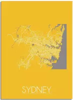 DesignClaud Sydney Plattegrond poster Geel A4 + Fotolijst zwart (21x29,7cm)