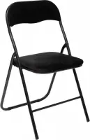 Atmosphera Vouwstoel velvet zitvlak en rug bekleed - stoel - tafelstoel - klapstoel - Zwart - stoel - tafelstoel - klapstoel