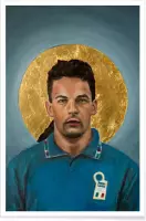 JUNIQE - Poster Football Icon - Roberto Baggio -13x18 /Blauw & Bruin