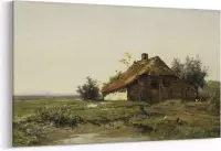 Schilderij - Boerderij in open veld — 90x60 cm