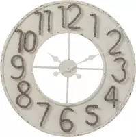 J-Line Klok Cijfers Touw Metaal Wit/Grijs Small