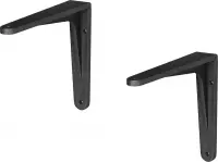 4x stuks plankdragers aluminium zwart gemoffeld 19 x 16,5 cm - schapdragers - planksteun / planksteunen / wandplankdragers
