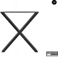 Stalen X tafelpoot 70 x72 cm zwart - Metalen tafel onderstel + Steldoppen