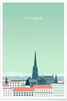 JUNIQE - Poster Wenen - retro -13x18 /Blauw