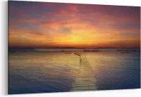 Schilderij - Vaarwel zonsondergang — 90x60 cm
