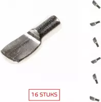 TQ4U metalen kastplankdrager - Model "lepel" -  Metaal vernikkeld - Ø 5 mm - 16 stuks