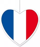 Hangdecoratie hart Frankrijk 28 cm - Franse vlag EK/WK landen versiering