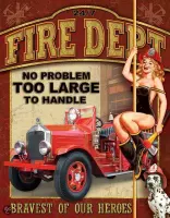 Fire Department - No Problem - Retro wandbord - Brandweer - Amerika USA - metaal.