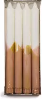 Dinerkaarsen - Set/4 - Cross Dip Kaars – Siena/wit/goud - 2,2 x 24 cm - Rustik Lys