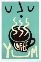 JUNIQE - Poster Yum Coffee -13x18 /Turkoois