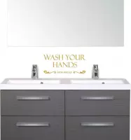 Muursticker Wash Your Hands Mom Said So -  Goud -  22 x 10 cm  -  keuken  engelse teksten  toilet  alle - Muursticker4Sale