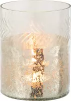 J-Line Windlicht Klassiek Crackle Glas Transparant/Zilver Small