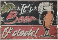 Wandbord Vintage Retro - 40 x 60 CM - MDF - Beer O Clock
