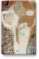 Vrienden ( Waterslang) Detail - Gustav Klimt - 19,5 x 30 cm - Niet van echt te onderscheiden houten schilderijtje - Mooier dan een schilderij op canvas - Laqueprint.