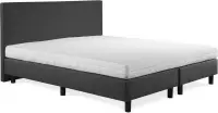 Beddenleeuw Boxspring Bed Nora - 200x200 - Incl. Hoofdbord + Matras - Antraciet Stof