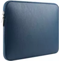 PU Lederen Skin Sleeve Geschikt Voor de Apple Macbook Air / Pro 15 Inch - 15.4" Case - Bescherming Cover Hoes Kunst Leer - Blauw