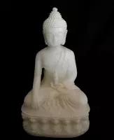 Boeddha Shakyamuni Mudra ambachtelijk handgemaakt materiaal:mengsel van witte albast en resinehars.7.5x5.5x13cm