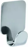 1x Luxe plakhaken / handdoekhaken chroom glanzend - 1,7 x 4,1 cm - vierkant - chroomkleurige handdoekhaakjes / theedoekhaakjes