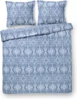 Zachte Katoen/Satijn Lits-jumeaux Dekbedovertrek Fiene Blauw | 240x200/220 | Luxe En Comfortabel | Hoogwaardige Kwaliteit