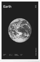 JUNIQE - Poster Earth -30x45 /Grijs & Zwart