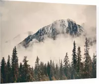 Misty Mountain Forest Sepia - Foto op Plexiglas - 60 x 40 cm