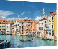 Canal Grande met gondels en kleurrijke gevels in Venetië - Foto op Plexiglas - 60 x 40 cm