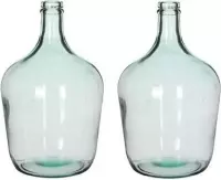 2x Fles vaas Diego 18 x 30 cm transparant gerecycled glas - Home Deco vazen - Woonaccessoires