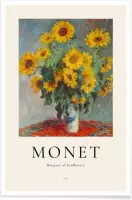 JUNIQE - Poster Monet - Bouquet of Sunflowers -60x90 /Geel & Ivoor
