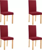 Eetkamerstoelen Stof Rood 4 STUKS / Eetkamer stoelen / Extra stoelen voor huiskamer / Dineerstoelen / Tafelstoelen / Barstoelen