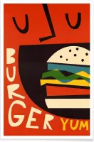 JUNIQE - Poster Yum Burger -30x45 /Geel & Oranje
