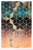 JUNIQE - Poster Ombre Dream Cubes -40x60 /Oranje & Roze