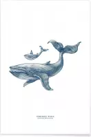 JUNIQE - Poster Humpback Whale II -40x60 /Blauw
