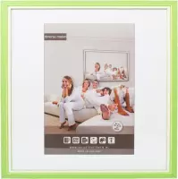 3D Houten Wissellijst - Fotolijst - 40x40 cm - Helder Glas - Licht Groen / Wit met Spacer