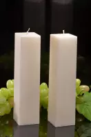 Kwadrant kaars hoogte 22 cm  WIT PERL MAT, 2 STUKS - Gemaakt door Candles by Milanne