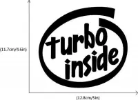 Zwarte Turbo inside sticker - autosticker - fun sticker - zwart- 11,7 x12,8 cm -aut126