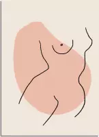 DesignClaud Vrouw contouren lichaam - Grafische poster A2 + fotolijst zwart