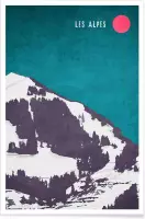 JUNIQE - Poster Les Alpes -30x45 /Blauw & Grijs